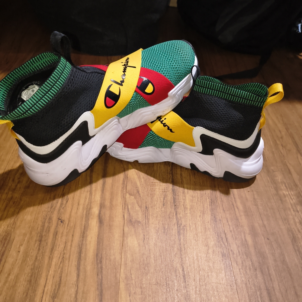 Champion Athletic Shoes in Green, Red, and Yellow
